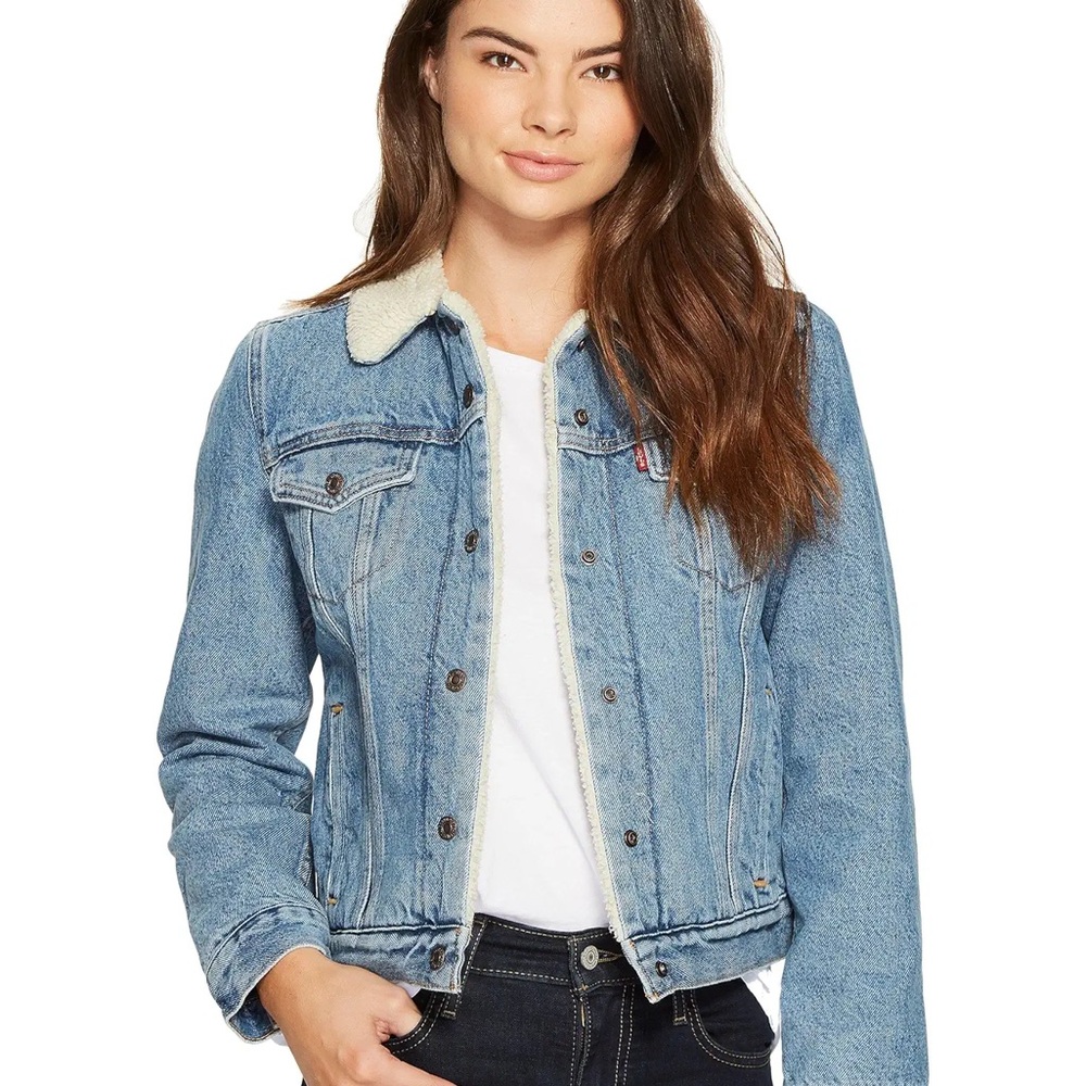 Levi's Light Blue Denim Jacket with White Collar